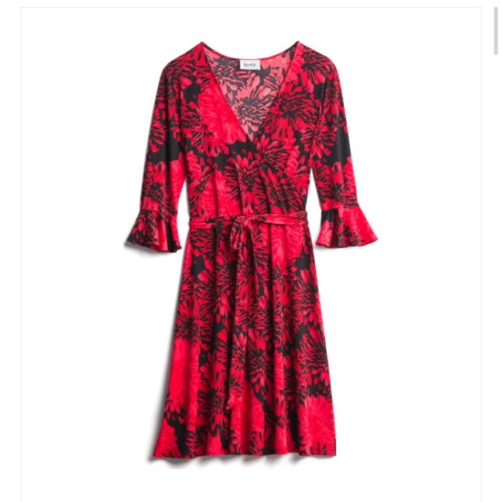 NWOT Leota Ryann Faux Wrap Knit Dress Medium